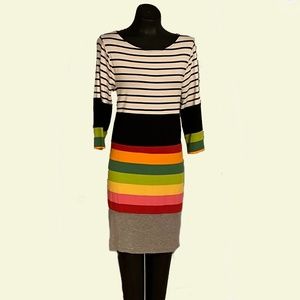 Versatile Lynn Ritchie Silver Graphic Jersey Knit Dress Large Day to Dinner